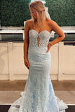 Lace Appliques Sweetheart Keyhole Trumpet Long Prom Dress Formal Gowns Inspo Evening Outfit HZ0311