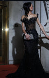 Sexy Mermaid Strapless For Black People Girls Prom Dresses Sequin Beaded Crystals Long Formal Evening Party Gowns HZ0311