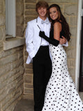 Charming Black Tops Polka Dots Mermaid Formal Prom Dresses With Lace 18th Birthday Outfits HZ0311