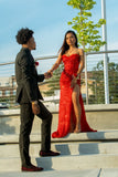 Glitter Mermaid Sweetheart Prom Dresses for Women Red Sequin Slit Evening Party Gown Formal Gown 18th Birthday Gowns HZ0311