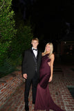 Modest Night Aesthetic Mermaid One Shoulder Satin Grape College Formal Outfit Long Prom Graduation Dresses For Teens HZ0311