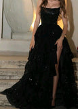 Sparkly Ball Gown Strapless Burgundy Prom Dresses Fashion Evening With Slit Sequin Long Formal Party Gowns HZ0311