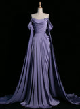 Graceful Mermaid Purple Off the Shoulder Pleats Prom Dress Evening Dresses Party Gowns HZ0311