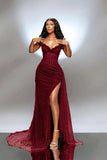 Sexy Senior Prom Dresses High Schools Inspo Mermaid Royal Blue Sweetheart Sequins Slit For Black Girls Semi Formal Grad Long Party Dress HZ0311