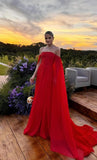 Elegant A Line Off The Shoulder Red Mother of the Bride/Groom Dress Simple Evening Formal Prom Dress HZ0311