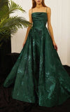 Elegant Prom Dress A-Line Spaghetti Strap Dark Green Satin Sleeveless Evening Dress Backless Formal Party Gowns HZ0311