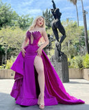 Timeless Mermaid Sweetheart Satin Grape Lace Long Floor Length Prom Dress With Beads Inspiration Prom Dresses HZ0311