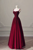 Beautiful A line Tulle Burgundy Prom Dresses For Teens Formal Dress Party Outfits Prom Gown HZ0311