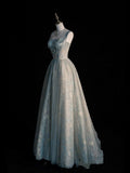Beautiful A line Sage Green Long Tulle Prom Dress HZ0311