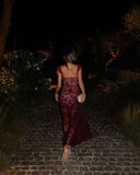 Modest Sheath Square Neck Burgundy Lace Long Prom Dresses For Teens Formal Dress Party Outfits Prom Gowns HZ0311