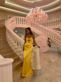 Sweetheart Satin Mermaid Long Evening Prom Dresses Vacation Wedding Guest Gown HZ0311