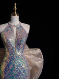 Sparkly Mermaid Scoop Neck Sequin Sleeveless Long Prom Dresses Formal Gowns Evening Dress HZ0311