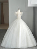 Timeless Ball Gown Sweetheart White Sequin Tulle Wedding Dress Long Fairytale Autumn Bridal Dresses HZ0311