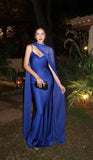 Simple Mermaid Spaghetti Straps Royal Blue Slim Silky Satin Long Formal Fancy Prom Evening Dress Dinner Outfits Classy Party Gowns HZ0311