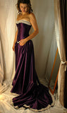 Vintage A line Strapless Grape Satin For Women Party Dresses Formal Prom Dress Inspo 22th Birthday Gown HZ0311