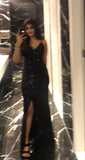Unique Mermaid Sweethear Sequins With High Slit Side Prom Dresses Long Party Dress 22th Birthday Outfits Graduation Dress HZ0311