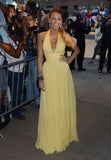 Celebrity Dresses A Line Chiffon Deep V Neck Pleat Prom Dresses Evening Formal Gowns HZ0311