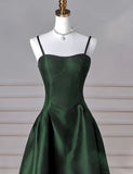 Classy Simple A-Line Dark Blue Satin Long Prom Dress, Dark Blue Long Formal Dress HZ0311