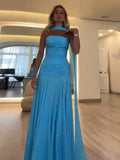 Elegant Solid Prom Dresses Chiffon Pleat Ruched Ruffle Strapless Formal Evening Dress Floor-length Party Gowns HZ0311