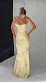 Unique Mermaid Spaghetti Straps Yellow For Teens Long Evening Dresses Prom Dress HZ0311