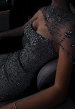 Charming With Beads Mermaid Strapless Silver Sequins Long Prom Dresses With Beadings Party Dress For Women HZ0311