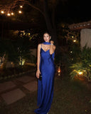 Sexy Mermaid Spaghetti Strap Royal Blue Long Prom Dress Graduation Formal Dresses For Teens HZ0311