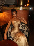 Elegant New Arrival Sexy Mermaid Long Gold Evening Dress Prom Graduation Formal Dress HZ0311