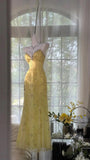 Unique Yellow Prom Dresses Long Beaded Open Back Prom Outfit Vestidos De Dia HZ0311