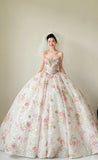 Timeless Ball Gown Sweetheart Pink Lace Fitted Corset Bride Gown Long Wedding Dresses HZ0311