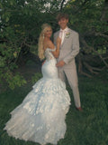 Charming Off The Shoulder Blue Tulle Lace Appliques Layered Mermaid Party Dress Long Evening Gown HZ0311