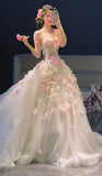 Timeless Ball Gown Sweetheart White Tulle With Pink Lace Fitted Corset Bride Gown Long Wedding Dresses HZ0311