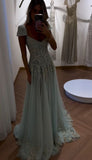 Fairy-tale A Line Exquisite Beaded Tulle Prom Dress Wedding Guest Dress Dinner Outfits Party Gowns HZ0311