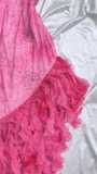 Hot Pink Spaghetti Straps A-Line Ruffles Beaded Vintage Long Party Dresses, HZ0427
