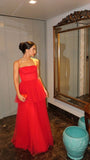 Simple A line Spaghetti Strap Red Sleeveless Tulle Simple Evening Formal Prom Dresses HZ0311