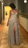 Classy A line Sweetheart Champagne Chiffon Drop Waist Beaded Long Prom Dresses Party Dress 18th Birthday Outfits Graduation Dress HZ0311