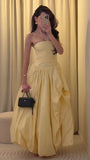 Charming Fashion Yellow Aestetich/Old Money Long Prom Dress Evening Dresses Formal Dresses HZ0311