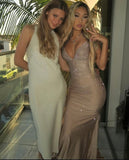 Sexy Prom Dresses Inspiration Mermaid Spaghetti Strap Champagne Semi Formal Party Dress For Teens High Schools HZ0311