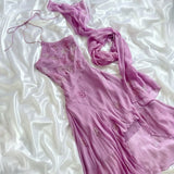 Unique High Low Chiffon Lilac With Scarf Prom Dresses Formal Gown Inspo Evening Outfits HZ0311