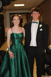Modest Night Aesthetic Ball Gown Spaghetti Strap Dark Green College Formal Outfit Long Prom Graduation Dresses For Teens HZ0311