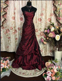 Vintage Mermaid Sweetheart Burgundy Taffeta For Women Party Dresses Formal Prom Dress Inspo 22th Birthday Gown HZ0311