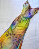 Colorful Straps Appliques Tulle Mermaid Long Party Dress Retro Evening Dress, HZ0427