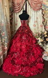 Wine Red Strapless Beading A-Line Retro Long Party Dress Evening Ball Gown, HZ0427
