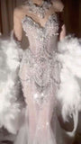 Pretty Mermaid Tulle Beads Long Prom Dresses Formal Evening Dress Party Dresses HZ0311