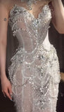 Pretty Mermaid Tulle Beads Long Prom Dresses Formal Evening Dress Party Dresses HZ0311