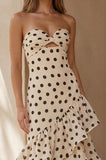 Sweetheart Black Polka Dots Chiffon Prom Dresses With Pleated And Ruffles Formal Dresses HZ0311