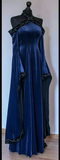 Vintage Dark Blue Halter Neck A-Line Velvet Long Formal Prom Dress Evening Dress, HZ0427