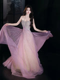 Glittery A Line Sweetheart Tulle Sequins Sleeveless Lilac Prom Dresses Inspiration Long Night Outfits Birthday Outfits HZ0311