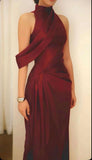 Classy Prom Dresses Inspiration A line High Neck Wine Red Burgundy Satin Long Semi Formal Dance Grad Prom Dress For Teens High Schools HZ0311