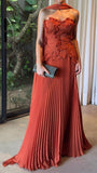 Charming A line Sweetheart Rust Red Inspiration Sleeveless Long Prom Dresses Wedding Guest Dress Prom Gowns HZ0311