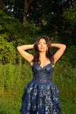 Sparkly Ball Gown Off The Shoulder With Lace Slit For High School Teens Girls Prom Dresses Sequin Long Formal Evening Party Gowns HZ0311